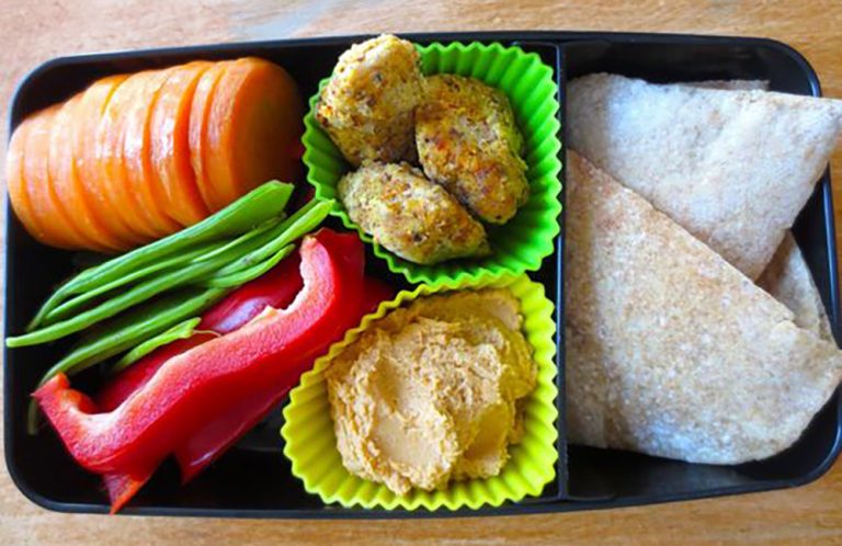 Hummus & Dippers Snack Box with Falafels, Pita, and Veggies