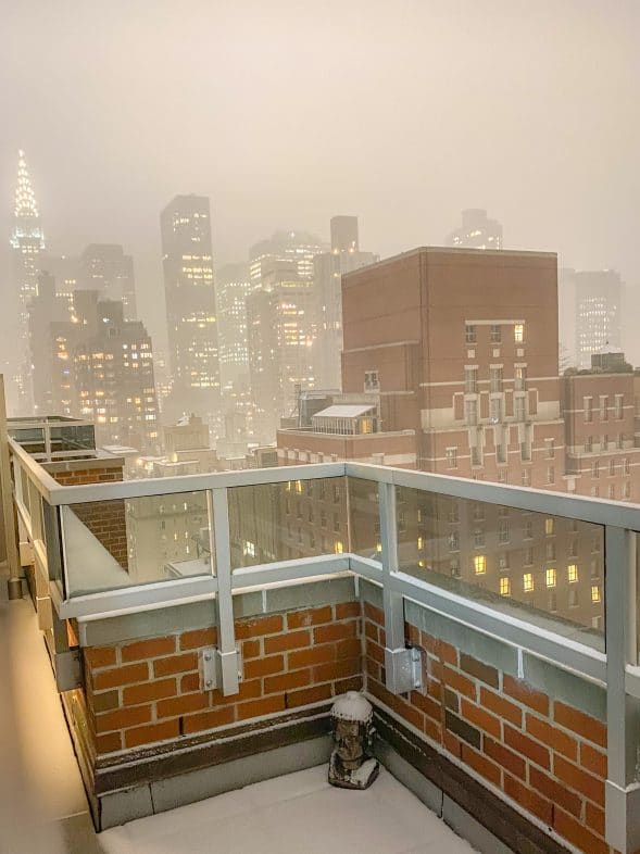 Christmas in NYC: Our snow covered terrace
