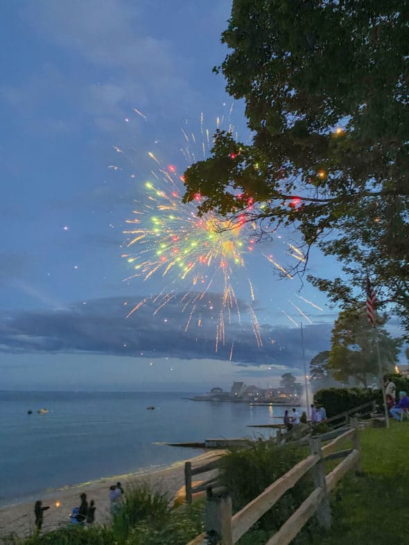July 4th in Westbrook, CT: fireworks over Long Island Sound